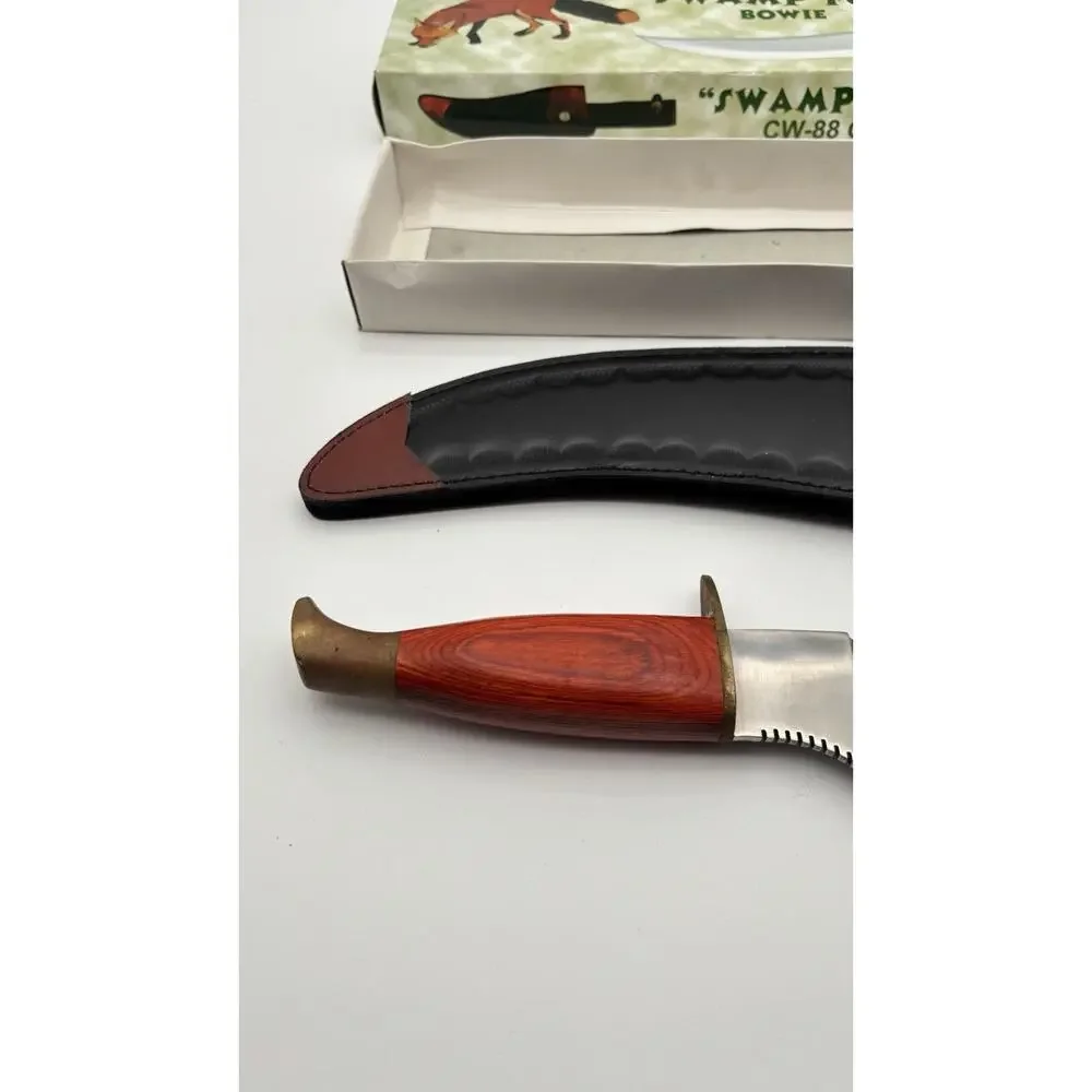 Swamp Fox 15.5” Bowie Knife Wood Handle NIB W/sheath VG Condition. Cool Look.